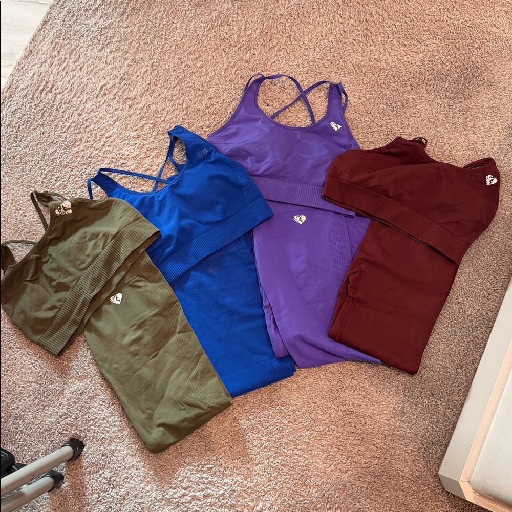 Vibrant Purple and Blue Sports Bra Set